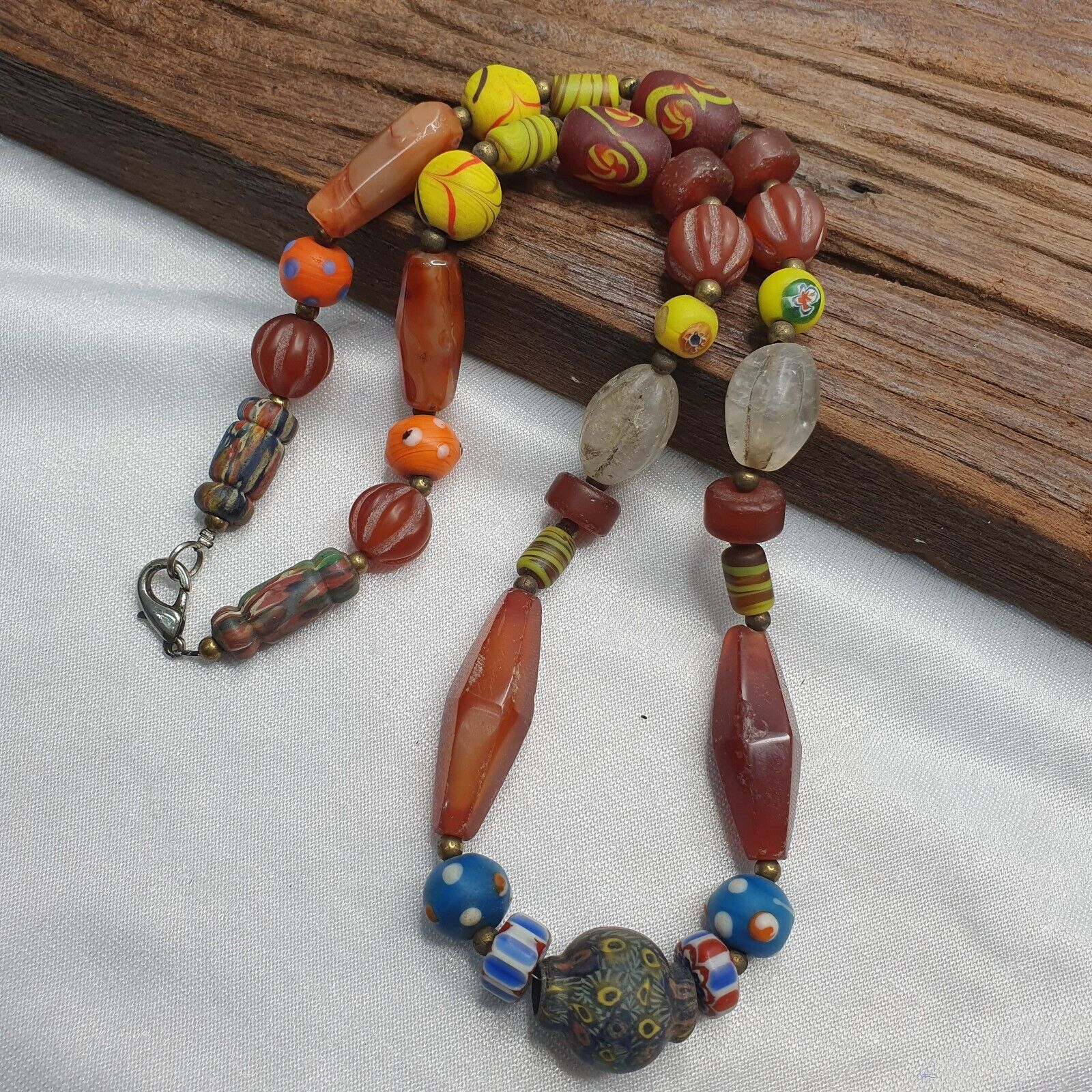 A beautiful collection of rainbow crystal, Agate and glass old beads Necklace