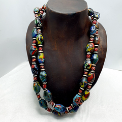VINTAGE MILLEFIORI GLASS BEADS MURANO Style Beads NECKLACE