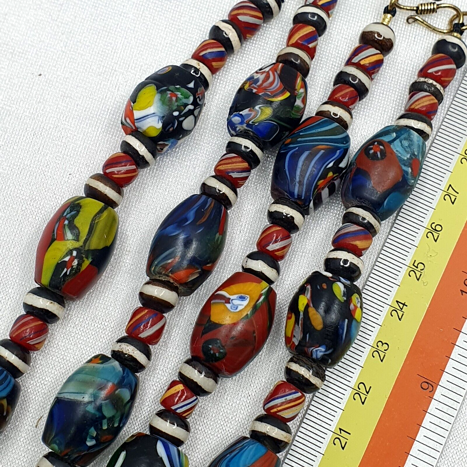 VINTAGE MILLEFIORI GLASS BEADS MURANO Style Beads NECKLACE