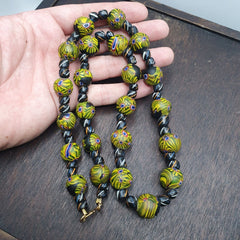 Vintage Roman Style Green Gabri Eyes Glass Beads Necklace