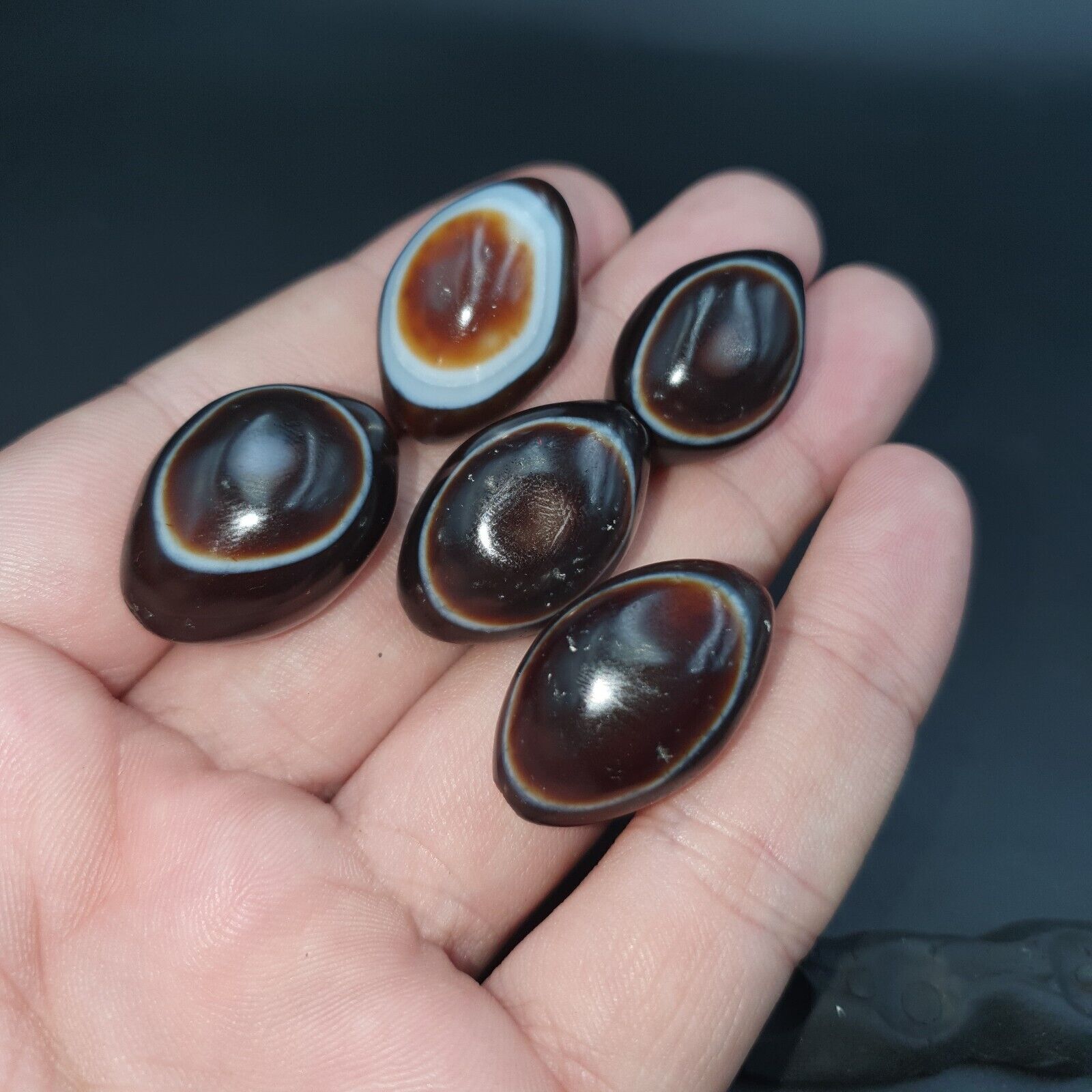 5 Beads lot INDO Himalaya Goat Eye Agate stone Bead Suleimani Agate Amulets