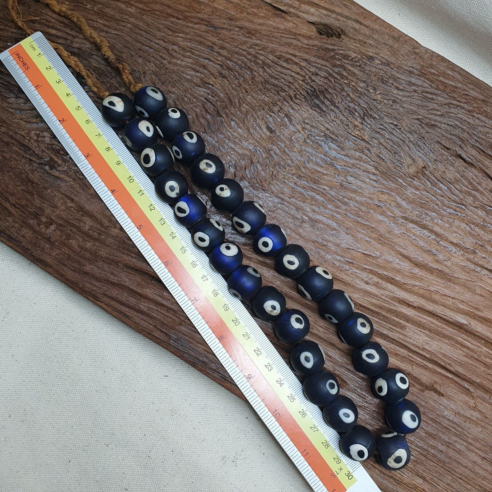 Amazing Vintage Evil-Eye old venetian-African Style Glass beads Strand 18-19mm