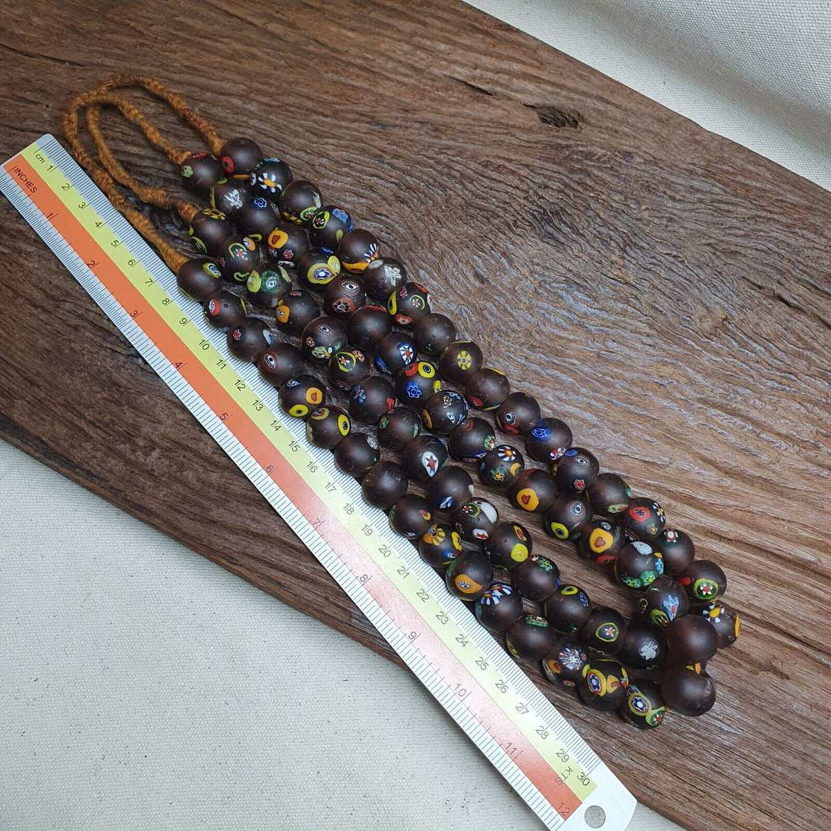 Amazing Vintage venetian-African Murano Style Glass beads Strand 15-16mm