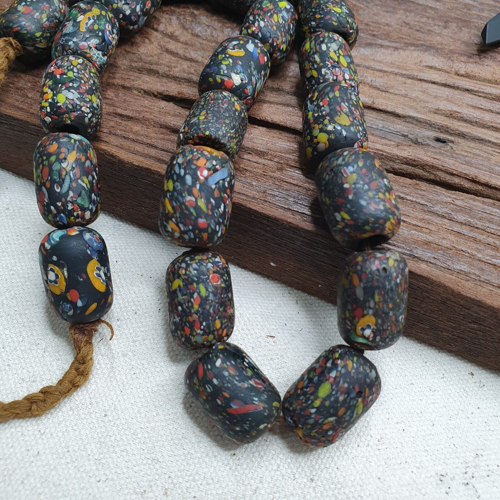 Vintage Beautiful old venetian African Style Glass beads Strand 15x20mm