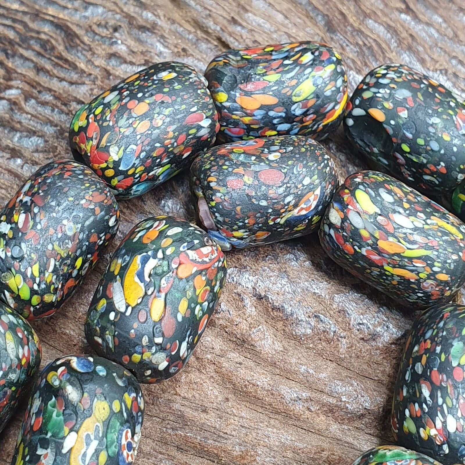 Vintage Beautiful old venetian African Style Glass beads Strand 15x20mm