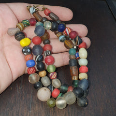 OLD AFRICAN GLASS BEADS Strand  #MX-15