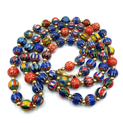 Vintage Venetian Trade Style beads Old Multicolor Chevron Beads Strand