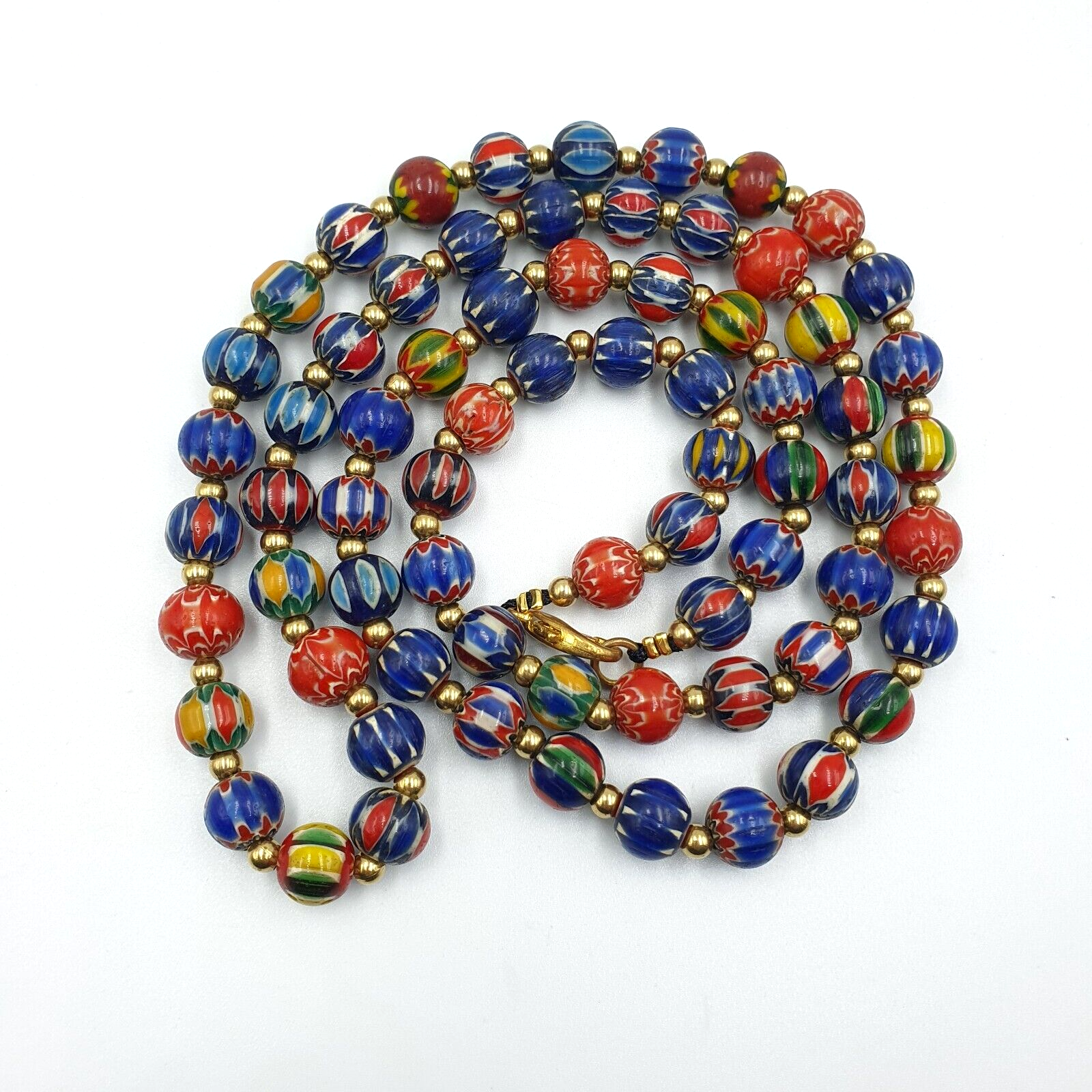 Vintage Venetian Trade Style beads Old Multicolor Chevron Beads Strand