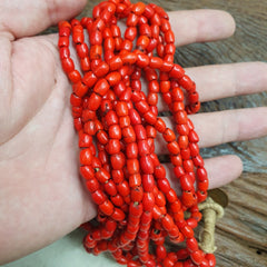 Vintage Old Beads Red and orange Glass Beads Jewelry 4 strands Necklace