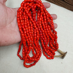 Vintage Old Beads Red and orange Glass Beads Jewelry 6 strands Necklace